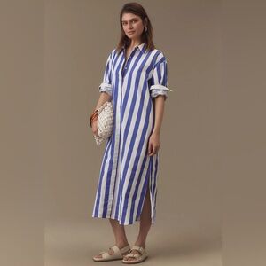 Anthropologie English Factory Long-Sleeve Buttondown Midi Shirt Dress NWT Sz S